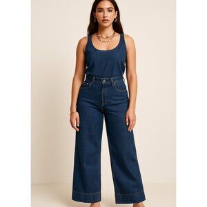 Point Sur Denim Womens Jeans 31 Blue Puddle Baggy Loose Fit Wide Leg Denim Boho